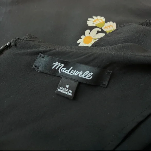 Madewell Daisy Floral Tiered Maxi Dress Black Ruffle Raw Edge Size 4 - Picture 9 of 9